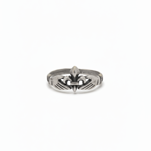 Bague Fleur de lys deux mains blanc noir